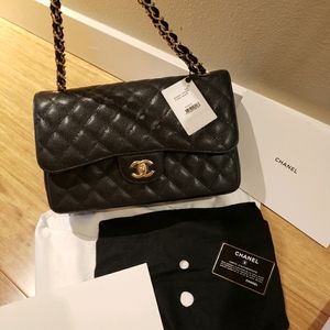 Chanel Jumbo Black Caviar Gold Hardware
